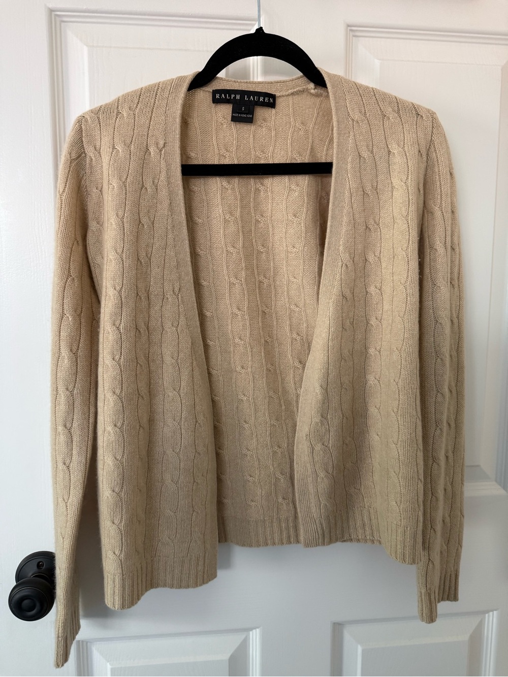 Classic luxury cashmere Ralph Lauren black label cable knit cardigan sweater